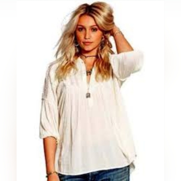 Denim & Supply Ralph Lauren Tops - Denim & Supply Ralph Lauren Cream Crochet Trim Peasant Top  $125 Size Small